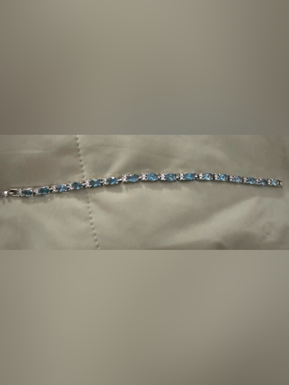 Sterling Silver Blue Crystal Tennis Bracelet - Unbranded